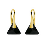 Sterling silver 925 gold plated Swarovski Triangle 12mm Jet earrings