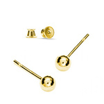 Sterling Silver 925 Gold Plated Ball Earrings 4mm Balls