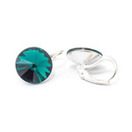 Silver 925 earrings with Swarovski Rivoli 12mm Emerald crystals