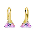 Sterling silver 925 gold plated Swarovski Triangle 12mm Vitrail Light earrings