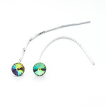 Silver 925 long earrings with kr. Swarovski Rivoli 6mm Vitrail Medium