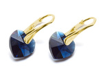 Gold plated 925 silver earrings with Swarovski crystals Hearts 10mm Dark Indigo