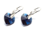 Silver 925 Earrings with Swarovski Crystals Hearts 10mm Dark Indigo