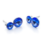 Sterling Silver 925 Earrings with Swarovski Crystals Rivoli 6/8mm Sapphire