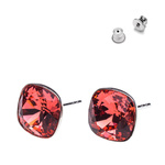 Silver 925 Earrings with Swarovski Square 10mm Crystals Padparadscha