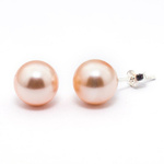 925 Silver Earrings with Swarovski Elements 10mm Peach Pearls