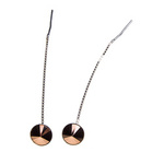 Silver Long Earrings with Swarovski Rivoli 8mm Rose Gold Crystals