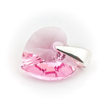 925 silver pendant with Swarovski crystals Heart 10mm Light Rose