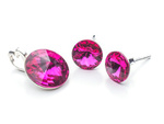 925 silver set of earrings + pendant with Swarovski Rivoli 8/12mm Fuchsia crystals