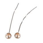 Silver Long Earrings with Swarovski Rivoli 8mm Silk Crystals