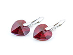 Silver 925 Earrings with Swarovski Crystals Hearts 14mm Siam AB