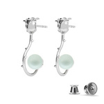 Silver 925 rose earrings with Swarovski pearls 8mm Pastel Blue