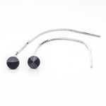 Silver 925 long earrings with kr. Swarovski Rivoli 6mm Jet