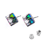 Sterling silver 925 earrings with Swarovski Cube 8mm Vitrail Medium crystals