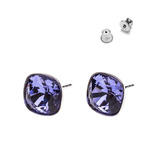 Silver 925 Earrings with Swarovski Square 10mm Tanzanite Crystals