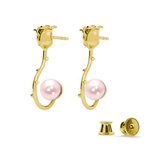 Silver 925 gold plated rose earrings with Swarovski pearls 8mm Rosaline