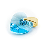 Sterling silver 925 gold plated pendant with Swarovski crystals Heart 10mm Aquamarine