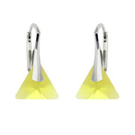 Sterling Silver Earrings 925 Swarovski Triangle 12mm Light Topaz