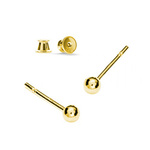 Sterling Silver 925 Gold Plated Ball Earrings 3mm Balls