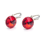 Silver 925 earrings with Swarovski Rivoli 8mm Light Siam crystals