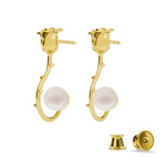 Silver 925 gold plated rose earrings with Swarovski pearls 8mm Pastel Rose