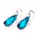 Silver 925 earrings with Swarovski crystals Almonds 22mm Blue Zircon CAL