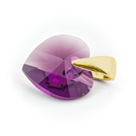 Sterling silver 925 gold plated pendant with Swarovski crystals Heart 10mm Amethyst