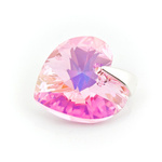 925 silver pendant with Swarovski crystals Heart 14mm Light Rose AB