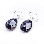 Silver 925 earrings with Swarovski crystals Almond 22mm Silver Night