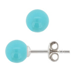 Kolczyki srebrne 925 z perłami Swarovski 8mm Turquoise / Turkusowe Perły