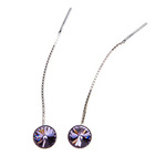 Silver Long Earrings with Swarovski Rivoli Crystals 8mm Violet