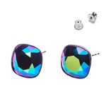 925 Silver Earrings with Swarovski Square 10mm Scarabaeus Green Crystals