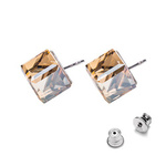 Silver 925 earrings with Swarovski Cube 8mm Golden Shadow crystals