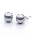 925 Silver Earrings with Swarovski Elements 10mm Grey Pearls