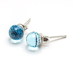 Silver Earrings 925 Swarovski Balls 6mm Aqua.