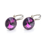 Silver 925 earrings with Swarovski Rivoli 8mm Amethyst crystals