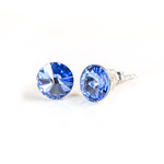 925 Silver Earrings with Swarovski Rivoli 8mm Light Sapphire Crystals