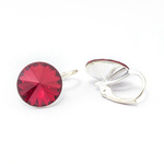 Silver 925 earrings with Swarovski Rivoli 12mm Siam crystals