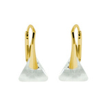 Sterling silver 925 gold plated Swarovski Triangle 12mm Crystal earrings
