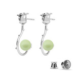 Silver 925 rose earrings with Swarovski pearls 8mm Pastel Green
