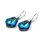 Silver 925 Swarovski Baroque 22mm Bermuda Blue Earrings