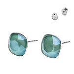 Silver 925 Earrings with Swarovski Square 10mm Mint Green Crystals