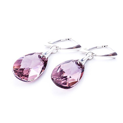 Srebrne 925 kolczyki z kryształami Swarovski Migdały 22mm Antique Pink