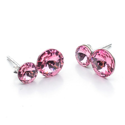 Srebrne Kolczyki 925 z kryształami Swarovski Rivoli 6/8mm Light Rose