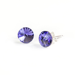 Srebrne Kolczyki 925 z kryształami Swarovski Rivoli 6mm Tanzanite