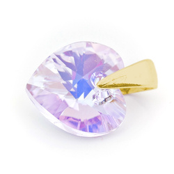 Wisiorek srebrny 925 pozłacany z kryształami Swarovski Serce 10mm Violet AB