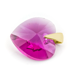 Wisiorek srebrny 925 pozłacany z kryształami Swarovski Serce 14mm Fuchsia