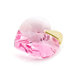 Wisiorek srebrny 925 pozłacany z kryształami Swarovski Serce 14mm Light Rose