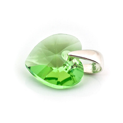 Wisiorek srebrny 925 z kryształami Swarovski Serce 10mm Peridot