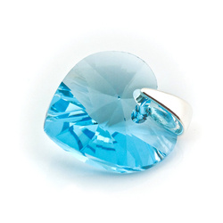 Wisiorek srebrny 925 z kryształami Swarovski Serce 14mm Aquamarine